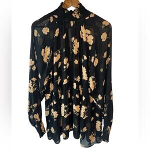 Reformation Sheer Long Sleeve Floral Blouse